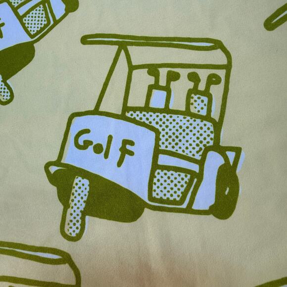 SOSIK Golf Cart Print Polo Shirt Men’s Small Yellow Funny Golf Tee - Picture 5 of 10